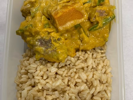 Massaman Beef Curry with Roast Pumpkin, Green Beans & Rice
