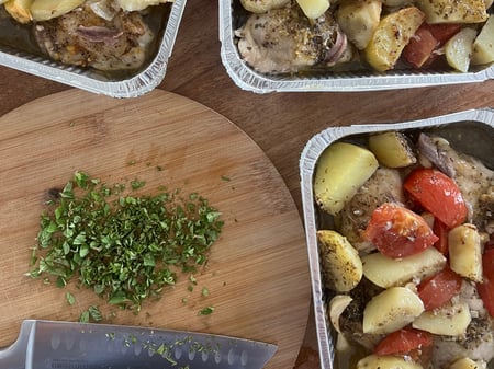 Oregano, Anchovy and Lemon Roast Chicken with Tomatoes & Potatoes