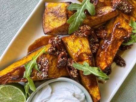 Mapel & Cinnamon Roasted Pumpkin w/ Miso pecans