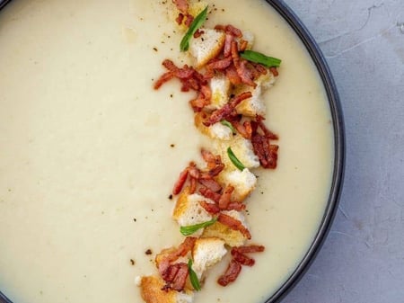 Roast Cauliflower, Brown Butter and Bacon Soup