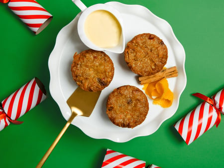 Individual Christmas Pudding with Creme Anglais