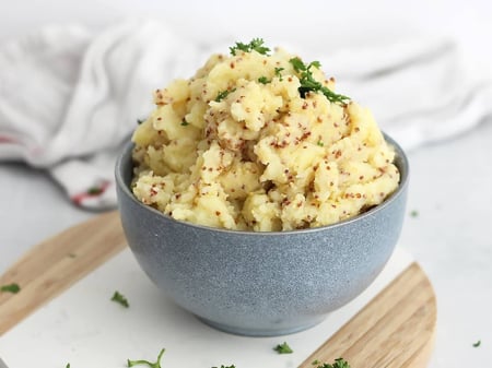 seeded mustard smashed potato