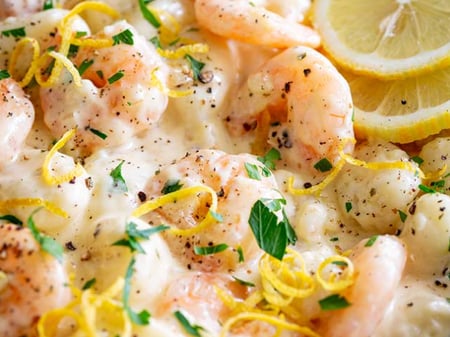 Garlic Prawns and Gnocchi in a Creamy Lemon Sauce