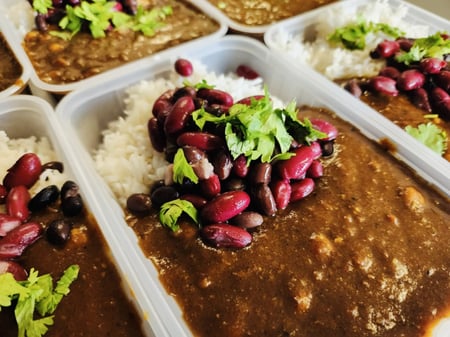 Vegan: Caribbean Chickpea Curry with Rice & Beans