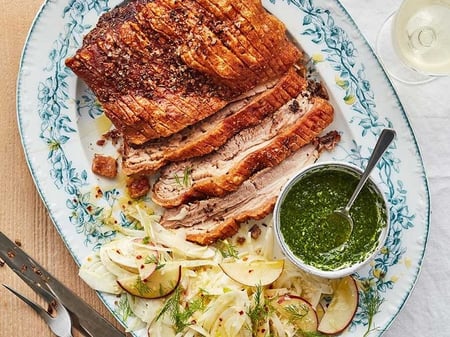 Roast Pork Belly w/ sautéed apple & fennel w/ olive tapenade COLD