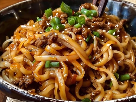 Sticky Mongolian Beef Noodles