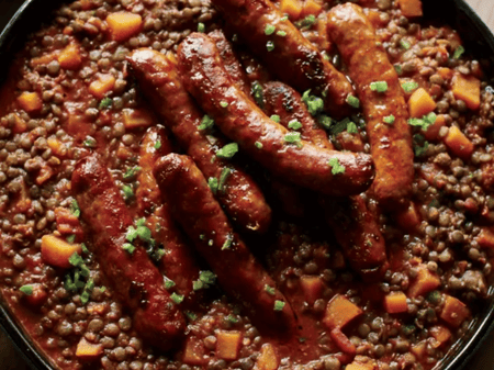 FROZEN Braised Pork and Fennel Sausages with Lentils and Rosemary
