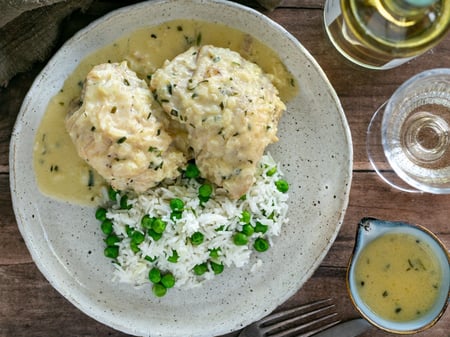 Creamy French Tarragon Chicken with Rice Pilaf
