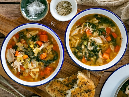 Chicken Noodle soup with Tuscan kale