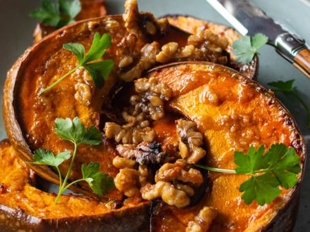 Miso Maple Pumpkin with Walnuts