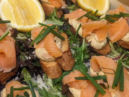 Smoked Salmon Crostini | GF - Halal