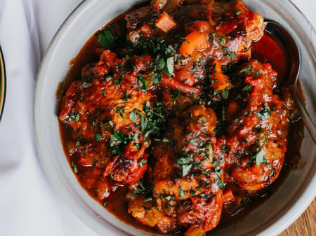 FROZEN Chicken Braised with, White Wine, Cherry Tomatoes, and Rosemary