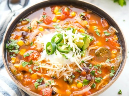 Mexican Black Bean Soup with Corn Chips