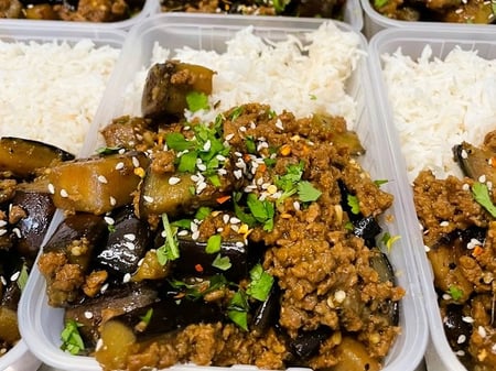 Vegan Gochujang Eggplant & Plant Base Protein with Rice