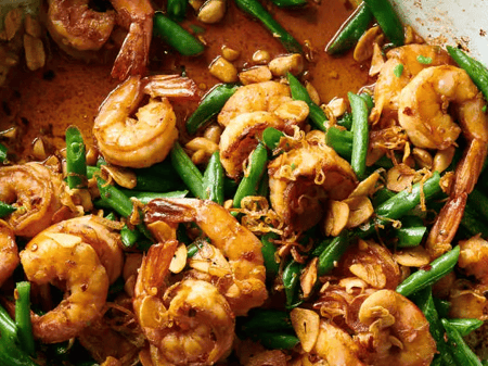 Chile- Crisp Shrimp with Asparagus