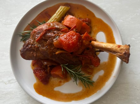 Lamb Shanks Red Wine Casserole with a creamy mash - FROZEN