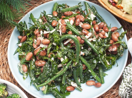 Green beans, borlotti beans, Tuscan kale, Grana Padano, whole lemon dressing