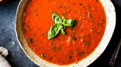 Roasted tomato, basil soup