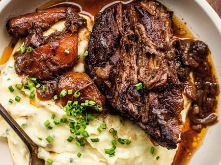 Braised Beef in a Red Wine Jus & Mash