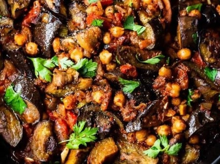 Gourmet Special: Vegan Moroccan Spiced Eggplant with Mashed Sweet Potato
