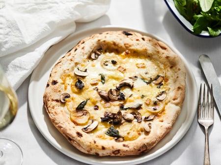 pizza | kipfler potato, taleggio, rosemary, thyme & black garlic