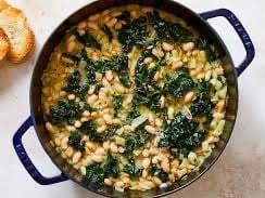 Creamy Braised White Beans with Greens and Lemon
