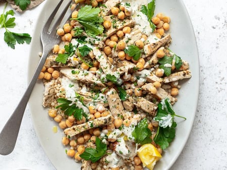 Garlic Sauce Chicken with Lebanese Chickpea Salad | High Protein