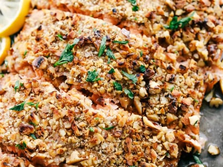 Roasted Salmon with Almond & Parmesan Crust