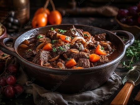 Slow Cooked Beef Stew With Mashed Potato & Seasonal Greens