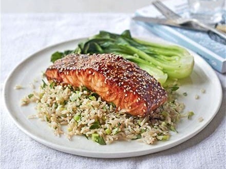 F - Asian Glazed Salmon with Brown Rice & Asian Greens Copy