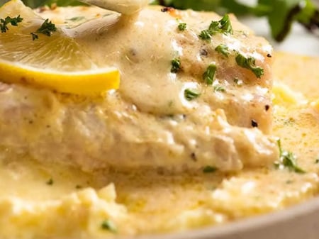 Baked Fish with Lemon Cream Sauce Keto Mash