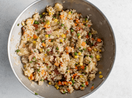 Chicken Fried Rice with Egg, Bacon and Pineapple