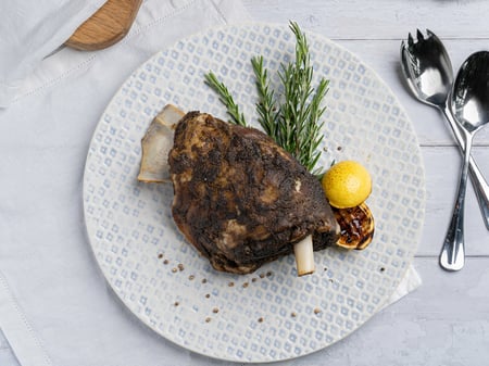 Slow roasted Lamb Shoulder with cumin, lemon and thyme