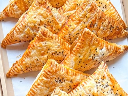 Spiced Chicken Puff Triangles