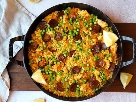 Chicken Chorizo and Peas Paella