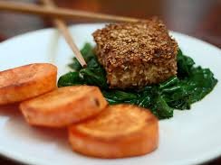 Sesame Crusted Tofu with Broccoli & Miso Carrots