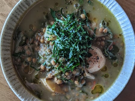 Lentil, Silverbeet and Potato Soup