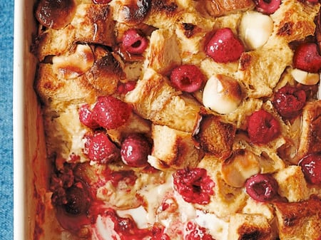 raspberry bread & butter pudding