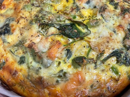 Salmon, Broccolini Crustless Quiche.