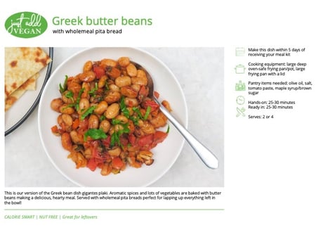 Greek butter beans with wholemeal pita bread