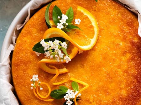 Orange Poppyseed Cake (GF) with orange syrup