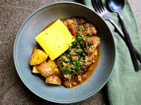 ABBACCHIO ALLA ROMANA(LAMB) WITH  POLENTA