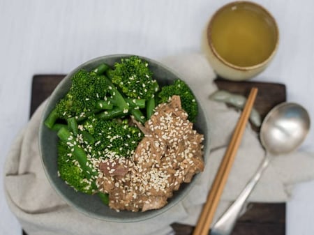 Maple Miso Pork with Green Beans and Broccoli | High Protein