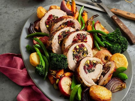 Rolled Turkey with Pistachio and Cranberry Stuffing