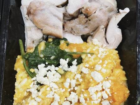 Pumpkin, Feta & Spinach Risotto with Grilled Chicken