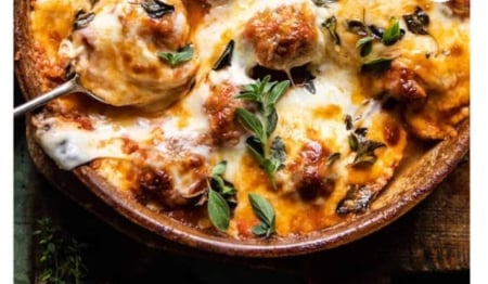 Chicken Meatballs baked in a cheesy Italian sauce