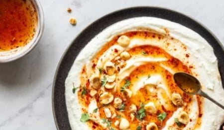Whipped Feta with Spiced Honey, Thyme and Macademia Crunch