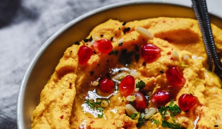 Roast Carrot Dip with Pistachio and Pickled Onion