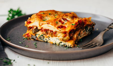 Vegetarian lasagna (lentils) with fresh pasta 