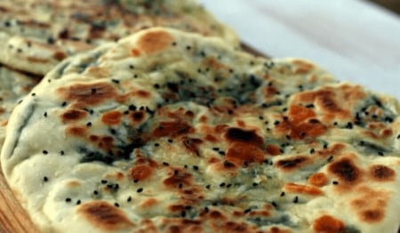 Garlic, Cheese and Spinach Naan